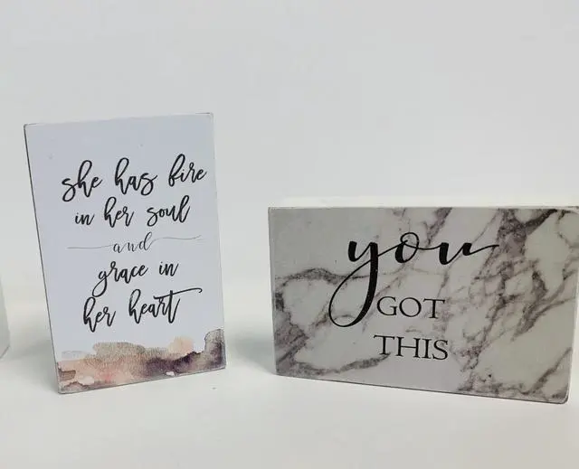 Alt view image 3 of 3 - Fire in Soul You Got This Follow Dreams Where You Go Block Signs Set of 4 Wood