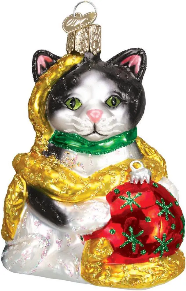 Main image of Holiday Kitten Playing with Garland and Tree Decorations Ornment