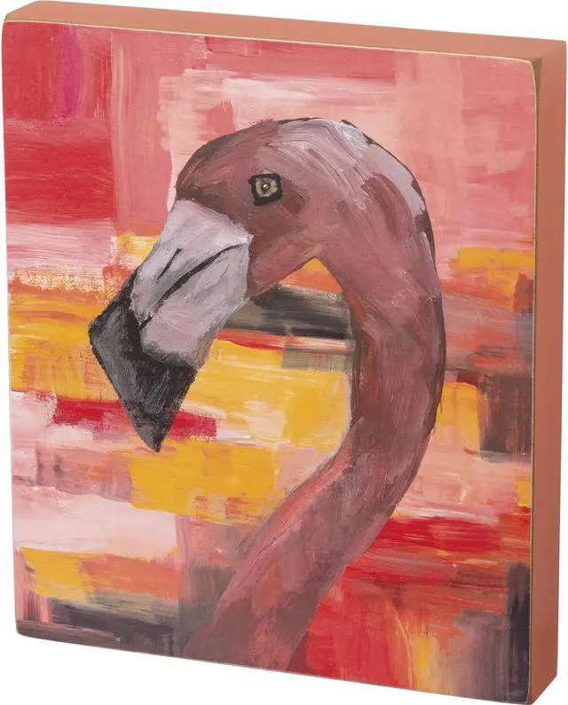 Main image of Go Wild Pink Flamingo Wooden Block Sign