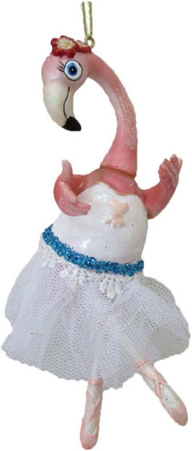 Main image of Ballerina Flamingo in White Tutu Christmas Holiday Ornament