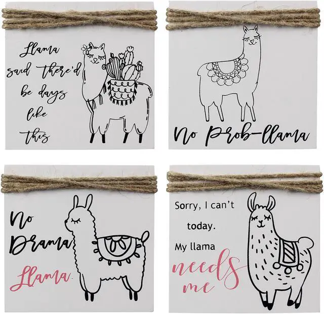 Main image of No Llama Needs Me No Drama No Probllama Days Like This Box Signs Set of 4 Wood