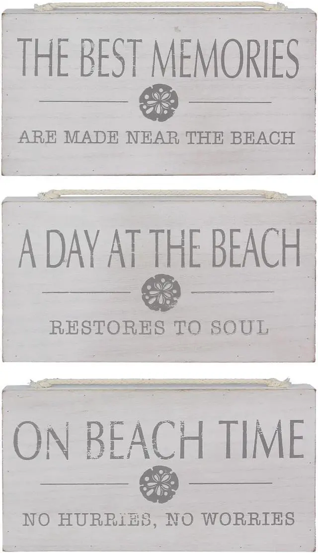 Main image of Best Memories On Beach Time Day at Beach Signs Set of 3 Wood 10.25 Inches