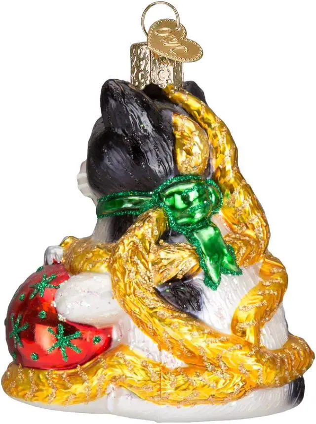Alt view image 2 of 5 - Holiday Kitten Playing with Garland and Tree Decorations Ornment