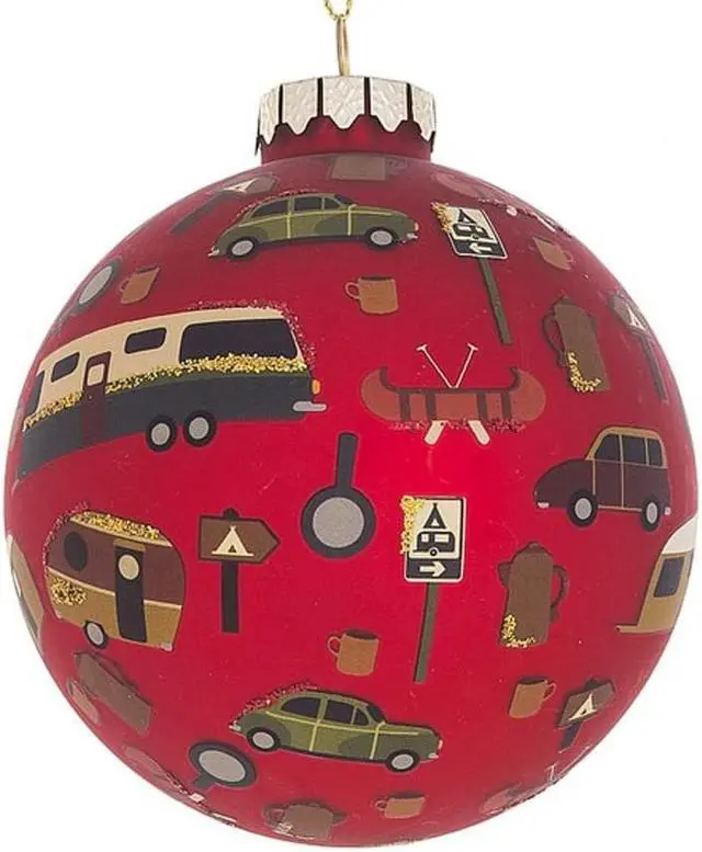 Main image of Camper Icons Red Christmas Holiday Ornament Glass Ball 3.5 Inches