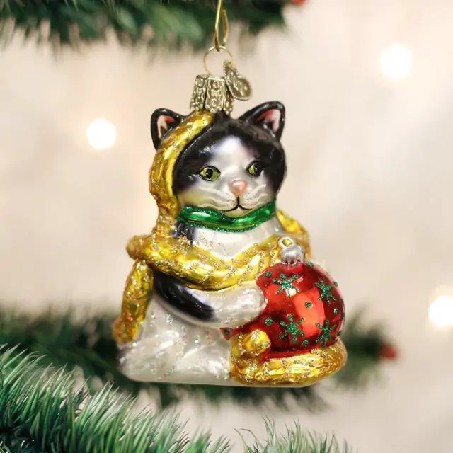 Alt view image 4 of 5 - Holiday Kitten Playing with Garland and Tree Decorations Ornment