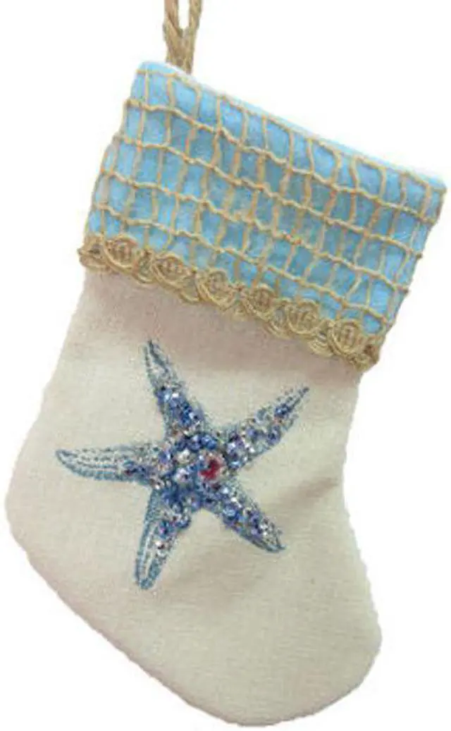 Main image of December Diamonds Starfish Blue Jewels Christmas Stocking Ornament 6.25 Inches
