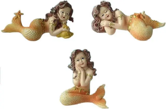 Main image of Sleeping Sweet Dreams Baby Mermaid Figurines Resin Set of 3