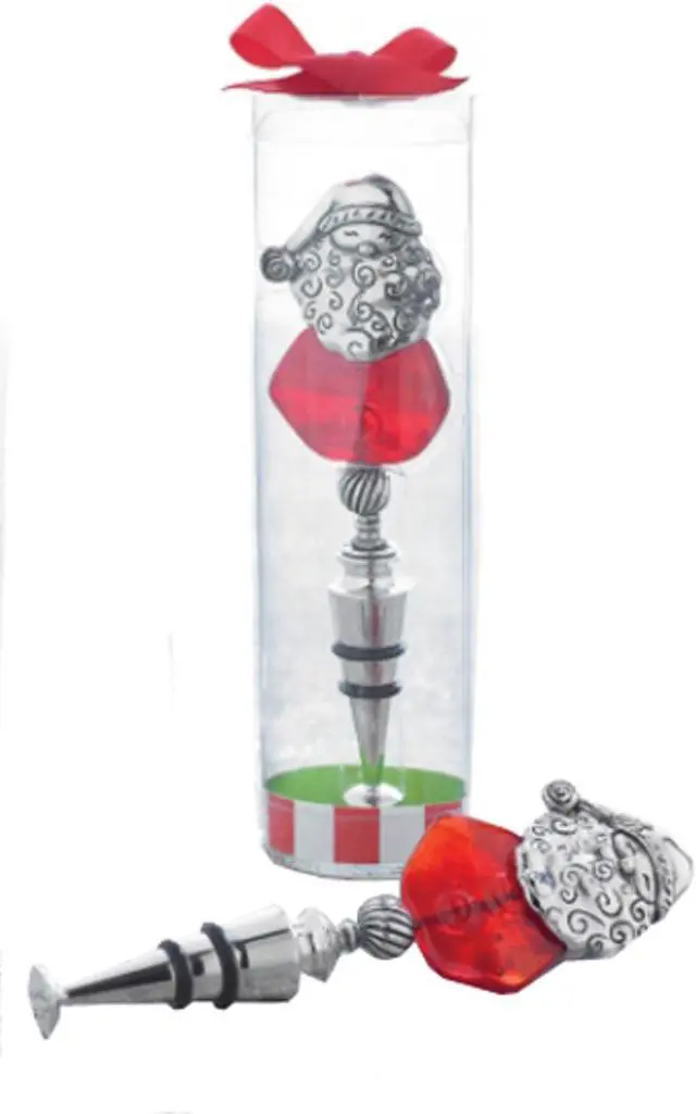 Main image of Mud Pie Festive Santa Claus Red Jeweled Christmas Holiday Bottle Topper