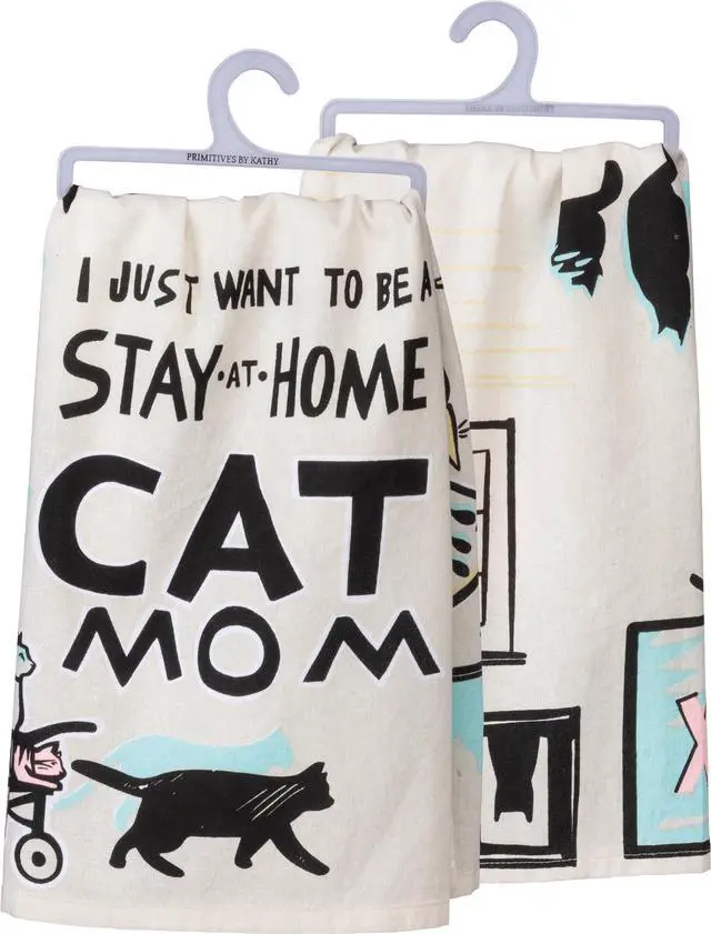 Alt view image 4 of 5 - PBK I Just Want to Be a Stay at Home Cat Mom Kitchen Dish Towel Cotton