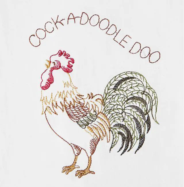 Alt view image 2 of 2 - Rooster Cock A Doodle Doo Barnyard Flour Sack Kitchen Towel Cotton 27 Inches