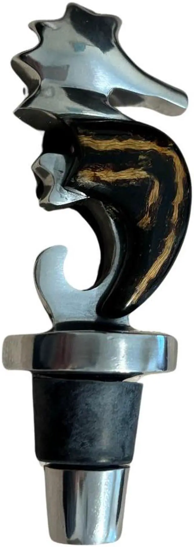 Alt view image 2 of 3 - Seahorse Wine Topper with Bamboo and Recycled Aluminum