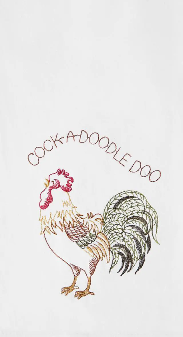 Main image of Rooster Cock A Doodle Doo Barnyard Flour Sack Kitchen Towel Cotton 27 Inches