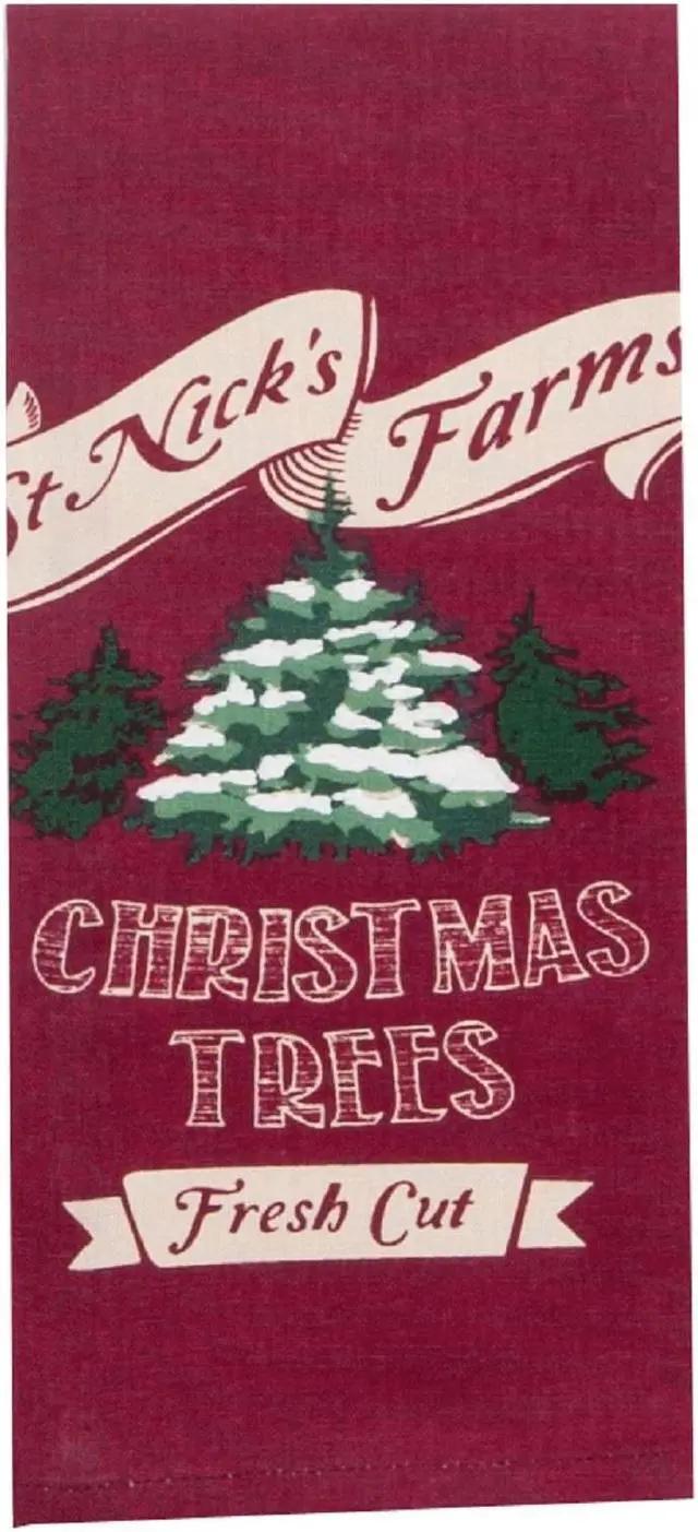Alt view image 2 of 3 - St Nicks Farms Fresh Cut Holiday Trees 28 Inch Printed Kitchen Tea Towel Kay Dee