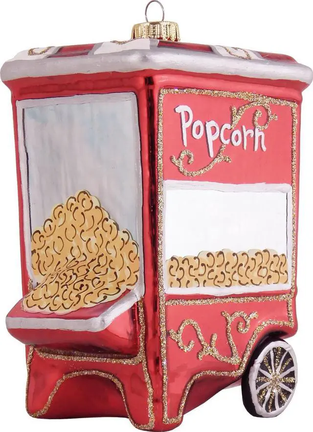 Main image of Street Vendor Popcorn Machine Christmas Holiday Ornament Glass