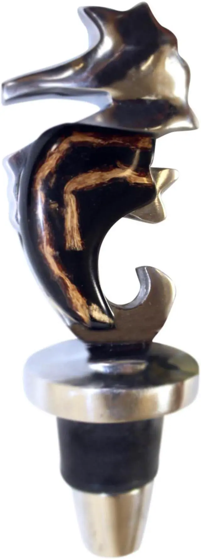 Main image of Seahorse Wine Topper with Bamboo and Recycled Aluminum