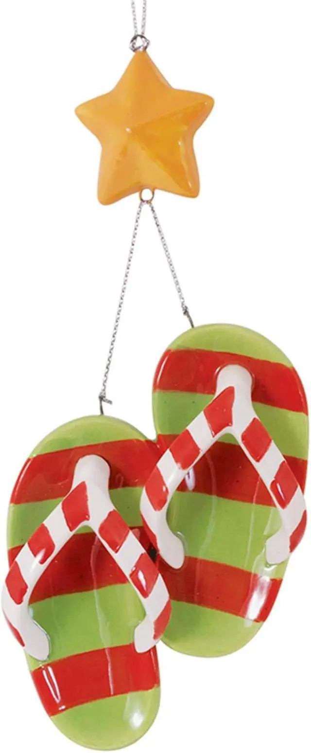 Main image of Flip Flops and Starfish Ceramic Christmas Holiday Ornament Cape Shore