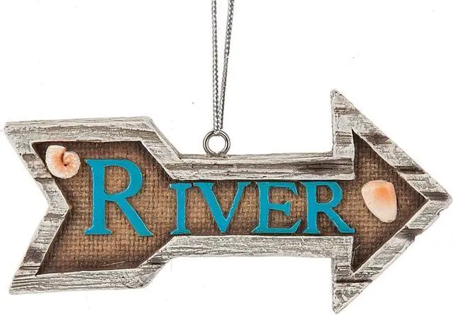 Main image of River Directional Arrow with Shells Christmas Holiday Ornament 4 Inches