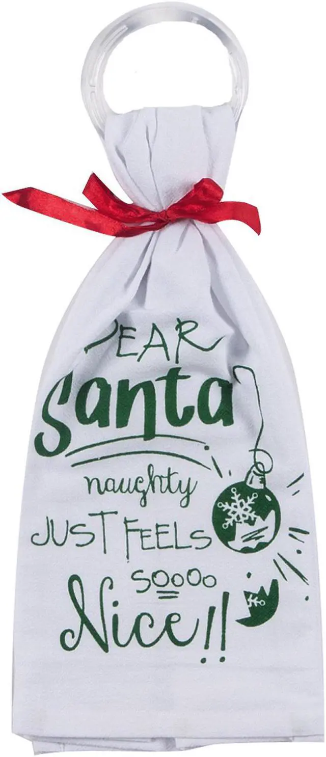 Main image of Dear Santa Naughty Feels So Nice Krinkle Flour Sack Kitchen Dish Towel Kay Dee