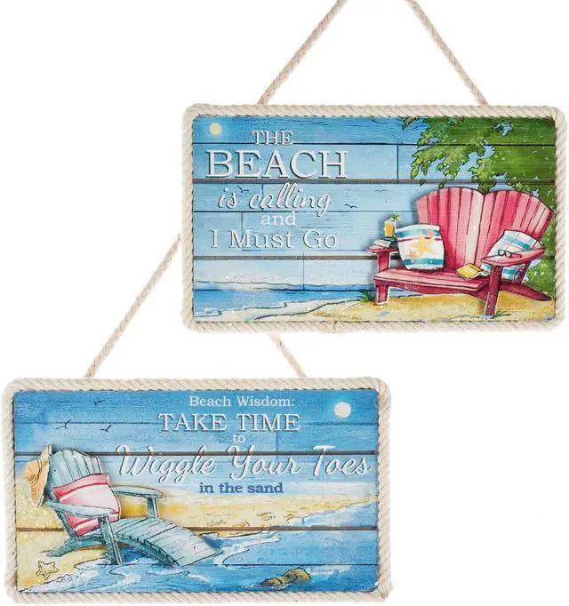 Main image of Beach is Calling Take Time Coastal Plaques Christmas Holiday Ornaments Set of 2