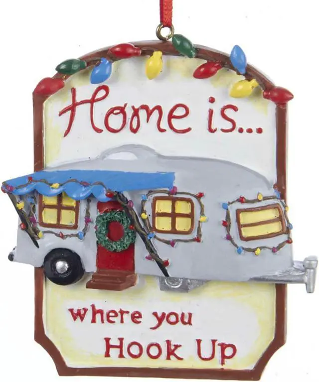 Alt view image 2 of 3 - Kurt Adler Decked Out RV Camper Home is Where You Hook Up Ornaments Set of 2