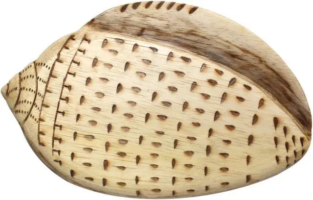 Main image of Cone Sea Shell Woodburned Panel Wood Board Wall Decor 8.75 Inch Hand Crafted