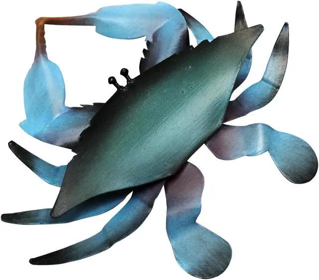 Main image of Blue Crab Painted Metal Two Dimensional Wall Plaque 8.5 Inches