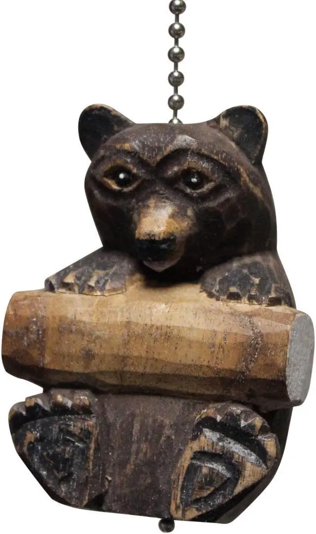 Main image of Nature Lover Brown Bear Carved Wood Painted Ceiling Fan Pull