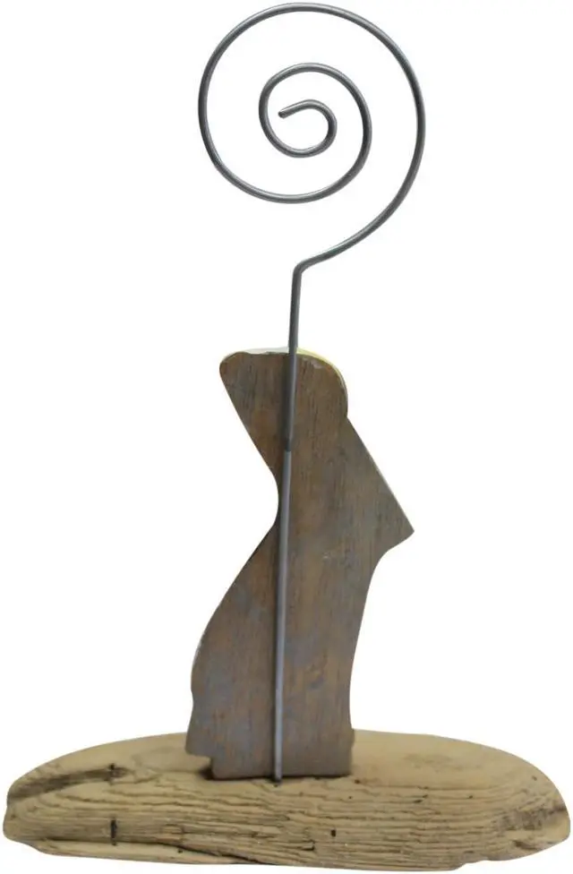 Alt view image 3 of 3 - Pelican on Piling with Driftwood Desktop Photo Holder Hand Carved