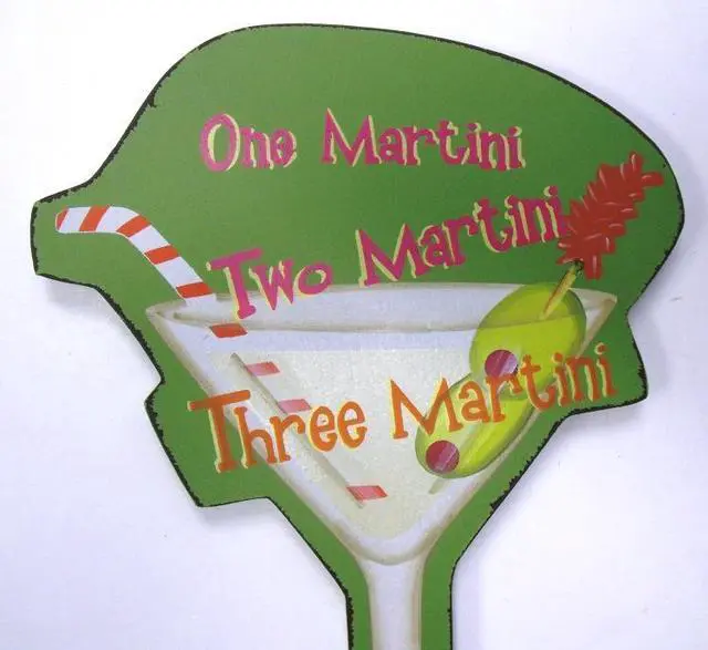 Alt view image 3 of 3 - Tropical Drink Shaped Martini Glasses Wooden Wall Signs Plaques Set of 2