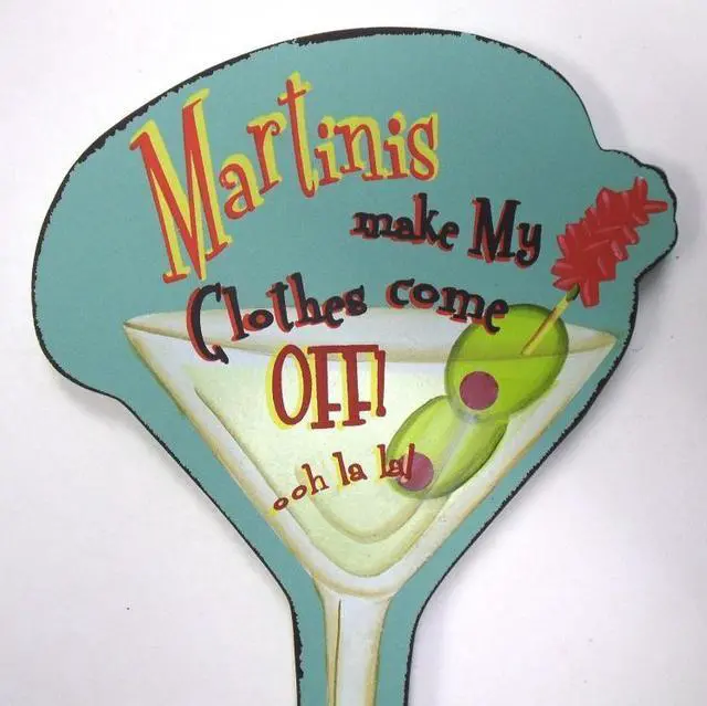 Alt view image 2 of 3 - Tropical Drink Shaped Martini Glasses Wooden Wall Signs Plaques Set of 2