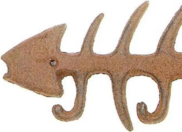 Alt view image 2 of 4 - Antique Reproduction Cast Iron Fish Bones Wall Hook Peg