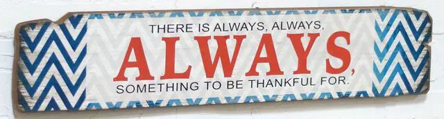 Main image of Always Something To Be Thankful For Wood Sign 24 Inches Blue Chevron Print