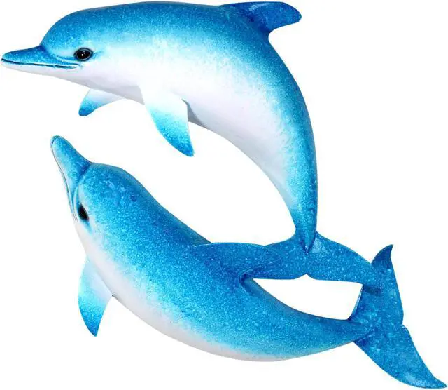 Main image of Swimming Blue Double Dolphins Wall Decor 18 Inch Plaque