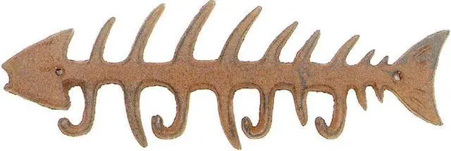 Main image of Antique Reproduction Cast Iron Fish Bones Wall Hook Peg