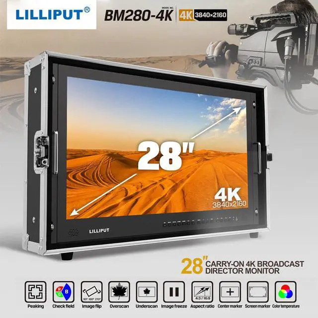 Alt view image 7 of 7 - LILLIPUT BM280-4K 28" Broadcast Ultra-HD 4K Video Monitor 3840 * 2160 Resolution 3G-SDI HDMI 1000:1 High Contrast LED Screen with Carrying Case