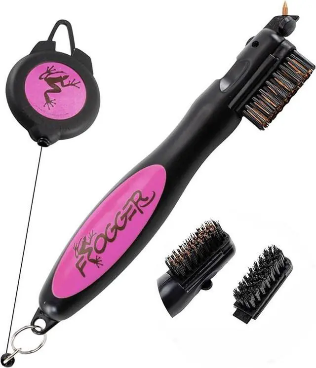 Alt view image 2 of 2 - Frogger Golf BrushPro Golf Club Brush with Groove Cleaner, Pink
