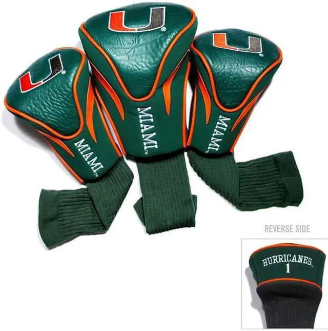Alt view image 9 of 10 - Team Golf 47194 Miami Hurricanes 3 Pack Contour Fit Headcover