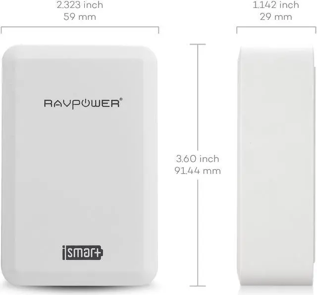Alt view image 2 of 5 - RAVPower 40W/7.2A 4-Port iSmart USB Wall Charger / USB Desktop Rapid Charging Station for iPhone 6 plus, 6; iPad; Galaxy; Kindle; Nexus; Nokia Lumia; HTC; LG; External Battery Packs and More (White)