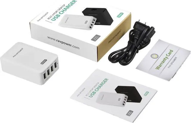 Alt view image 5 of 5 - RAVPower 40W/7.2A 4-Port iSmart USB Wall Charger / USB Desktop Rapid Charging Station for iPhone 6 plus, 6; iPad; Galaxy; Kindle; Nexus; Nokia Lumia; HTC; LG; External Battery Packs and More (White)