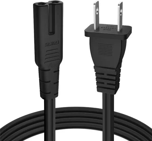 Alt view image 2 of 6 - 2 Prong Power Cord NEMA 1-15P to IEC320 C7 2 Slot Nonpolarized Power Cord,  Figure 8 Shotgun Power Cord Replacement for PS4, PS3 Slim, Printers, LG, Apple, Samsung, TCL TV, etc (6 Feet, Black)