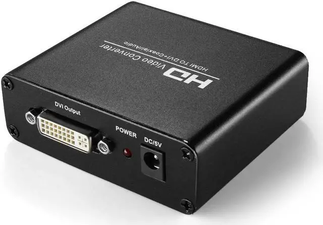 Alt view image 2 of 5 - HDMI to DVI Converter with Audio Out - HDMI to DVI Video Audio Adapter Sound Splitter to 3.5mm AUX Auxiliary / 2 RCA Stereo & Coaxial Output Jack Connector Plug, 1080P 720P, 5.1 & 2 Channel
