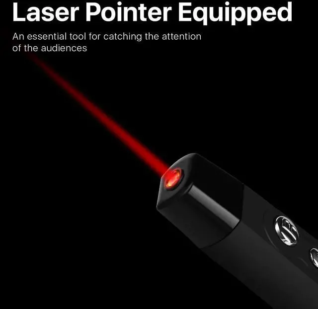 Alt view image 4 of 7 - Wireless Presenter with Infrared Indicator Light, Presentation Remote Control PPT Slides Clicker with 2.4GHz USB Dongle and Storage Pouch for Powerpoint, Lectures, Laptop Computer