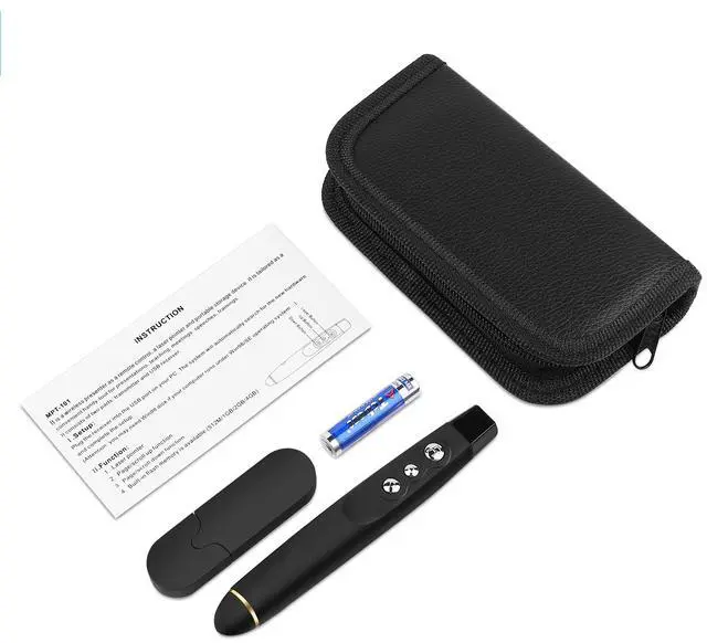 Alt view image 7 of 7 - Wireless Presenter with Infrared Indicator Light, Presentation Remote Control PPT Slides Clicker with 2.4GHz USB Dongle and Storage Pouch for Powerpoint, Lectures, Laptop Computer