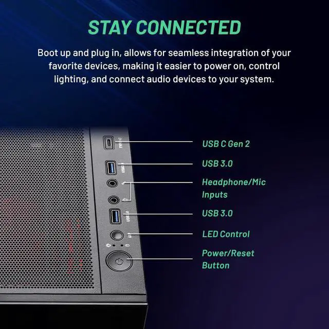 Alt view image 5 of 8 - Skytech Azure 2 Gaming PC Desktop INTEL Core i7 13700K 3.4 GHz, NVIDIA RTX 4080, 1TB NVME Gen4 SSD, 32GB DDR5 RAM RGB, 850W GOLD PCIE 5.0 PSU, 360mm AIO, 11AC Wi-Fi, Windows 11 Home 64-bit
