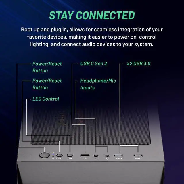 Alt view image 4 of 7 - Skytech Nebula Gaming PC Desktop INTEL Core i5 12400F 2.5 GHz, NVIDIA RTX 4060 Ti, 500GB NVME SSD, 16GB DDR4 RAM 3200, 600W GOLD PSU, 11AC Wi-Fi, Windows 11 Home 64-bit