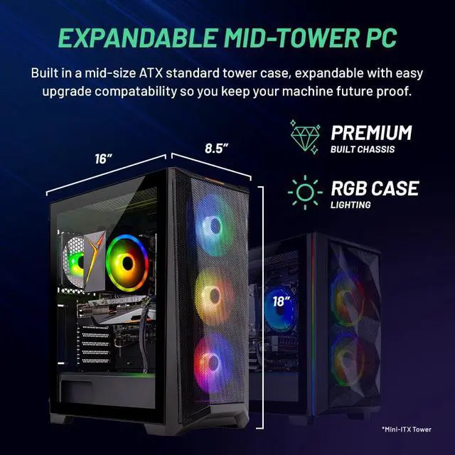 Alt view image 7 of 7 - Skytech Chronos Gaming PC Desktop INTEL Core i5 12400F 2.5 GHz, NVIDIA RTX 4060, 1TB NVME SSD, 16GB DDR4 RAM 3200, 650W GOLD PSU, 11AC Wi-Fi, Windows 11 Home 64-bit