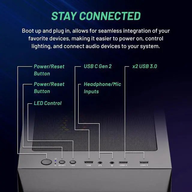 Alt view image 5 of 7 - Skytech Nebula Gaming PC Desktop  INTEL Core i5 12400F 2.5 GHz, NVIDIA RTX 4060 Ti, 1TB NVME SSD, 16GB DDR4 RAM 3200, 600W GOLD PSU, 11AC Wi-Fi, Windows 11 Home 64-bit