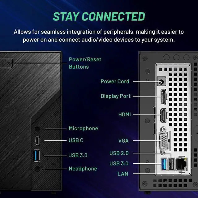 Alt view image 5 of 7 - Skytech Mini PC X1 Gaming PC Desktop AMD Ryzen 5 5600G 3.9 GHz, AMD Radeon Graphics, 1TB NVME SSD, 16GB DDR4 RAM 3200, AC Adaptor, 11AC Wi-Fi, Windows 11 Home 64-bit