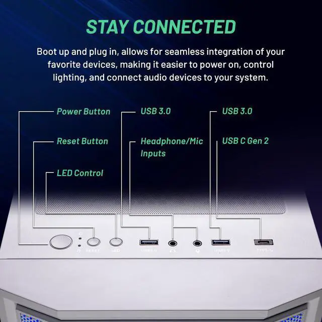 Alt view image 6 of 7 - Skytech Archangel Gaming PC Desktop  AMD Ryzen 5 7600X 4.7 GHz, NVIDIA RTX 4070 Ti, 1TB NVME SSD, 32GB DDR5 RAM RGB, 850W GOLD PSU, 240mm AIO, 11AC Wi-Fi, Windows 11 Home 64-bit
