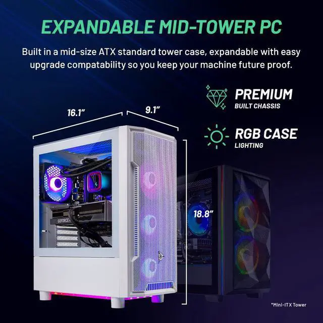 Alt view image 8 of 7 - Skytech Archangel Gaming PC Desktop  AMD Ryzen 5 7600X 4.7 GHz, NVIDIA RTX 4070 Ti, 1TB NVME SSD, 32GB DDR5 RAM RGB, 850W GOLD PSU, 240mm AIO, 11AC Wi-Fi, Windows 11 Home 64-bit